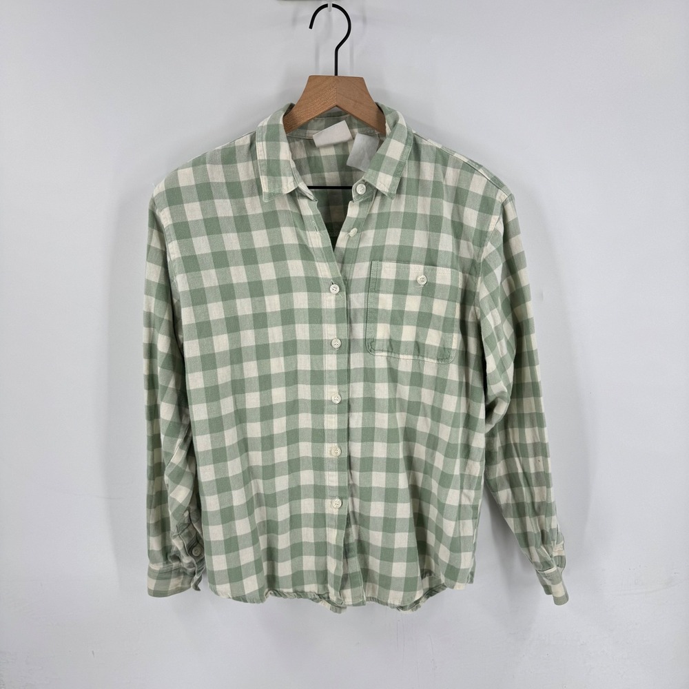 Vintage Monterey by Koret Flannel Green Gingham Size L Coastal Picnic